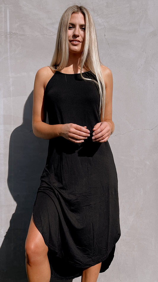 Black Midi Jersey Dress