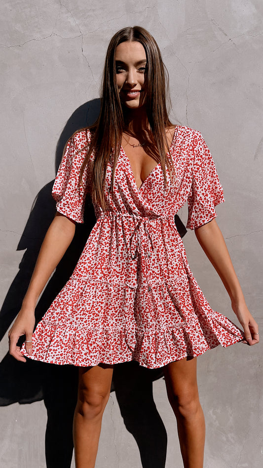Torrey Red Dotted Mini Dress